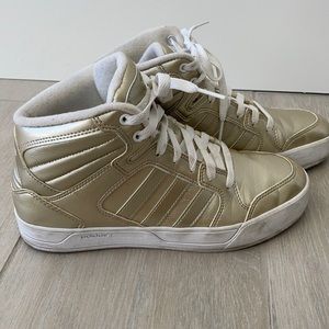 Used gold Adidas woman’s athletic sneakers shoes